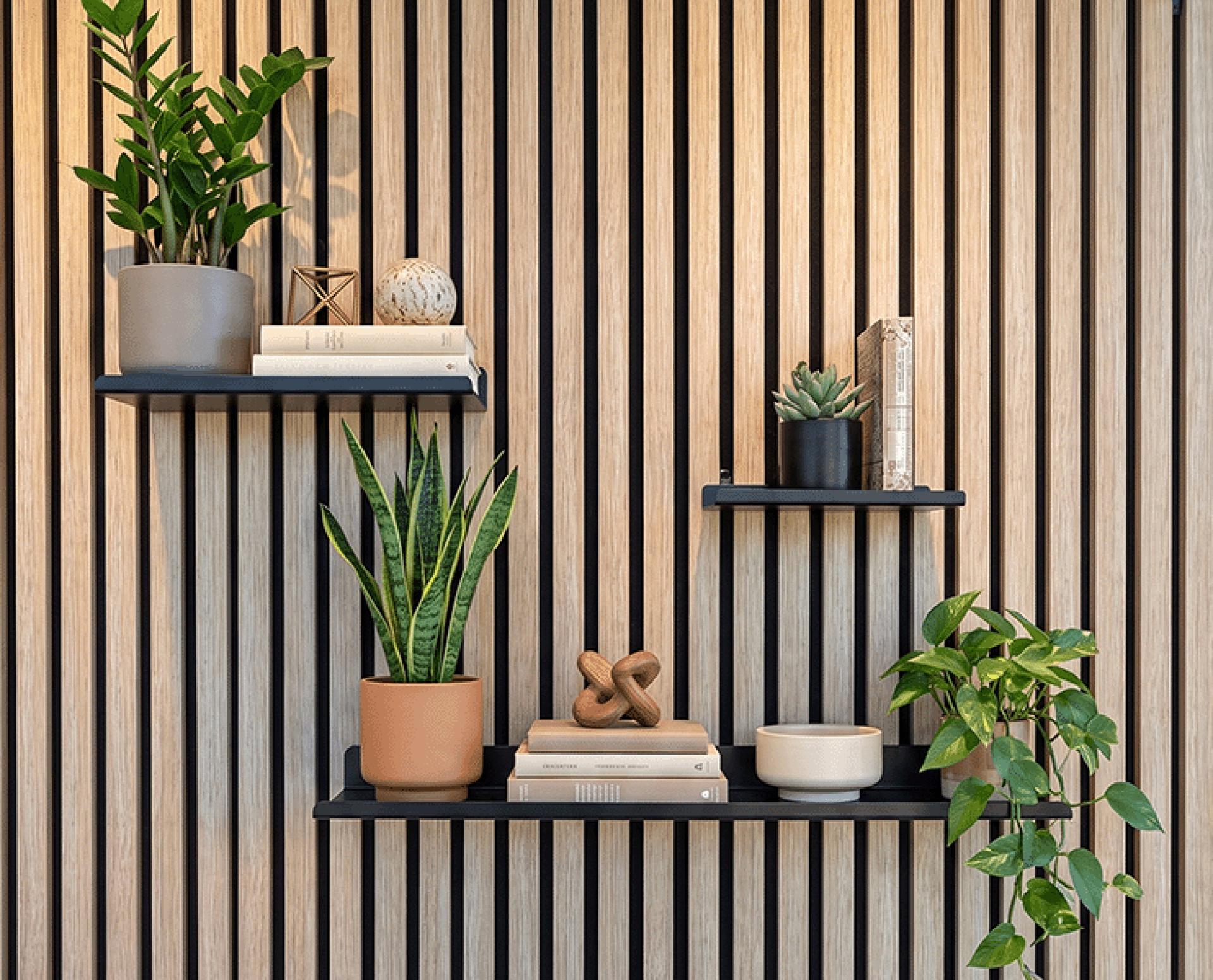 Accessoires sur un panneau mural acoustique