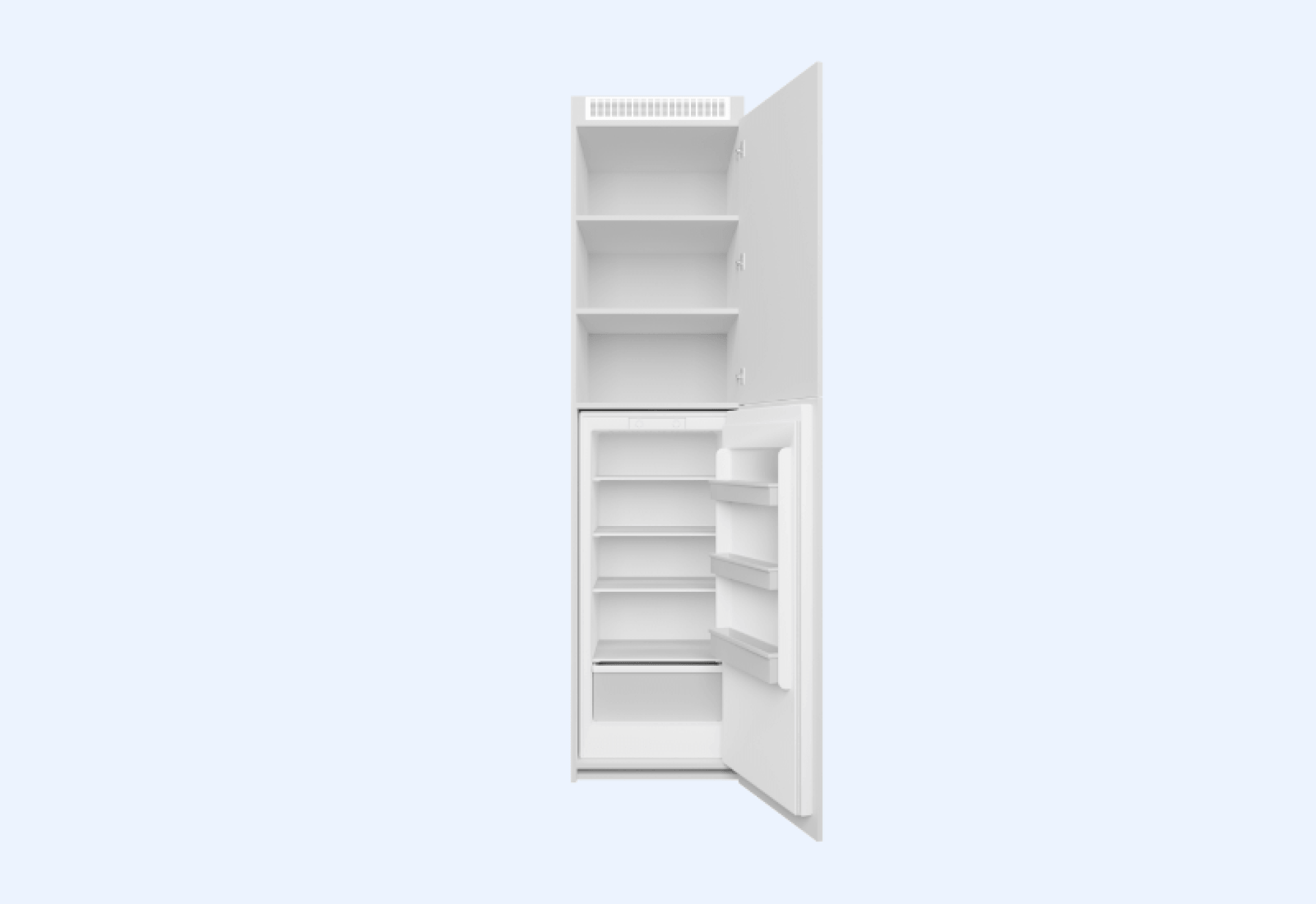 Image produit d’une armoire sur mesure avec un frigo encastrable de 123 cm