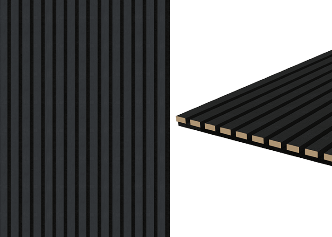 Détail de l'emballage du panneau acoustique en chêne anthracite