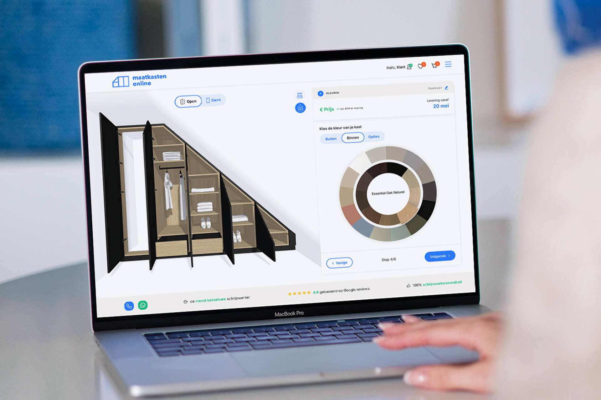 Conception d'un placard sous escalier sur mesure dans le configurateur en ligne