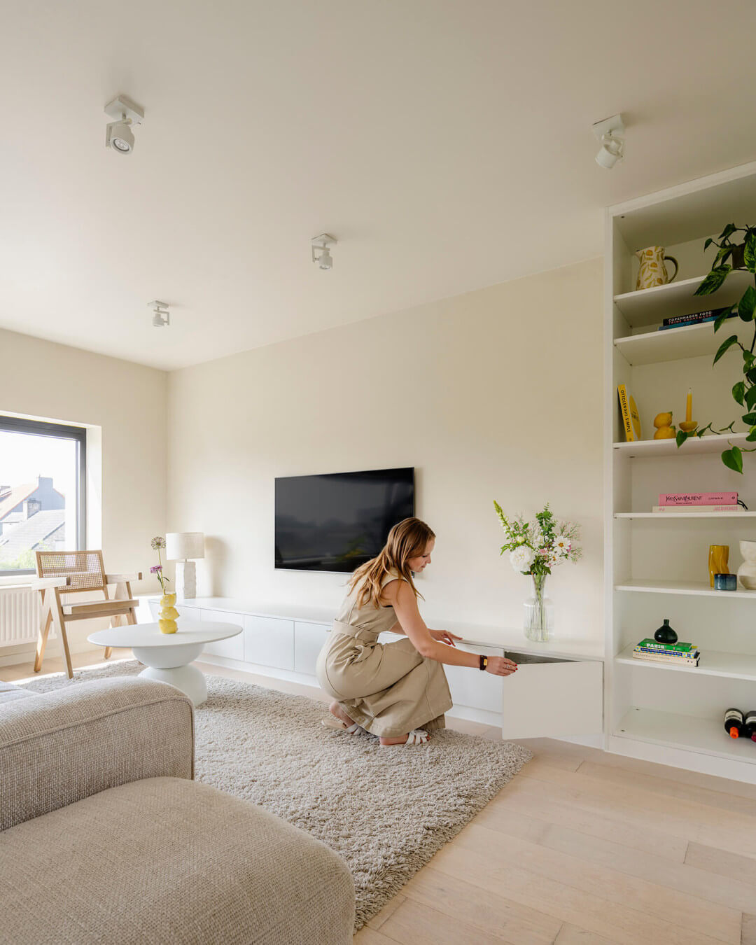Meuble TV blanc sur mesure