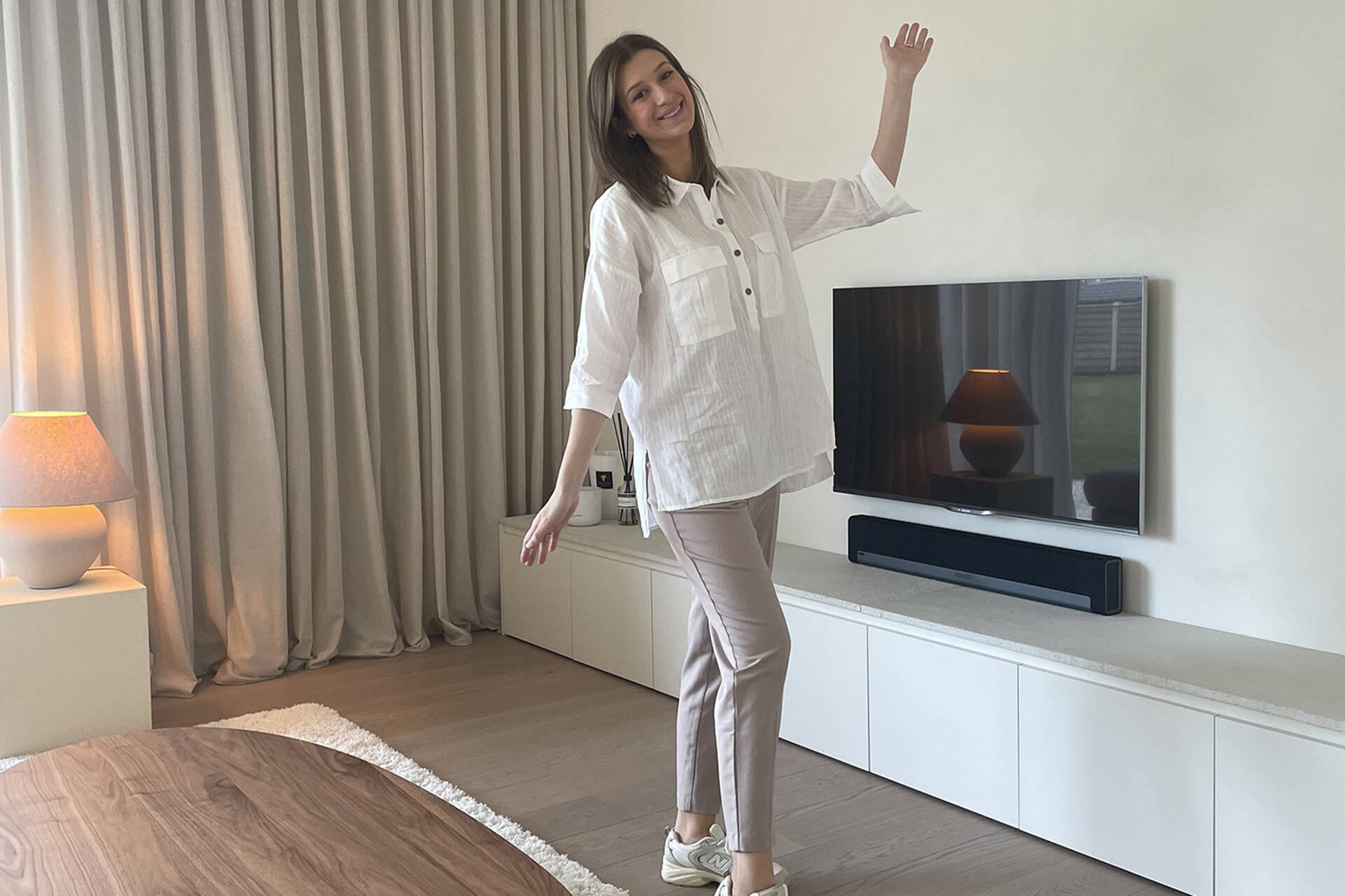 Meuble TV sur mesure avec peinture texturée