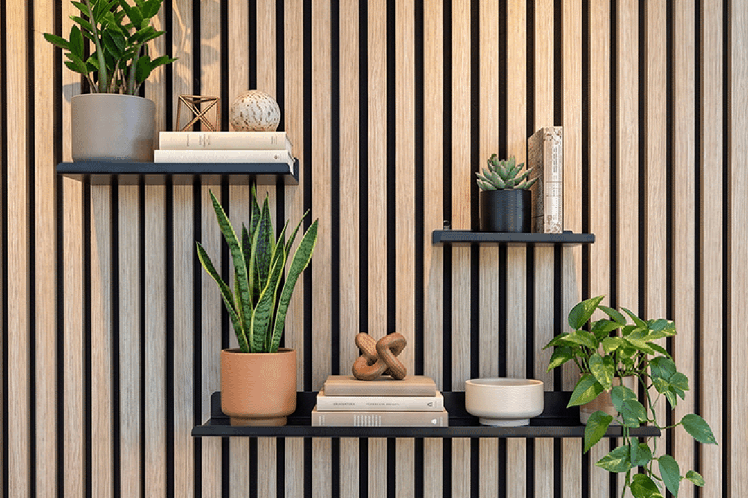 Accessoires sur un panneau mural acoustique