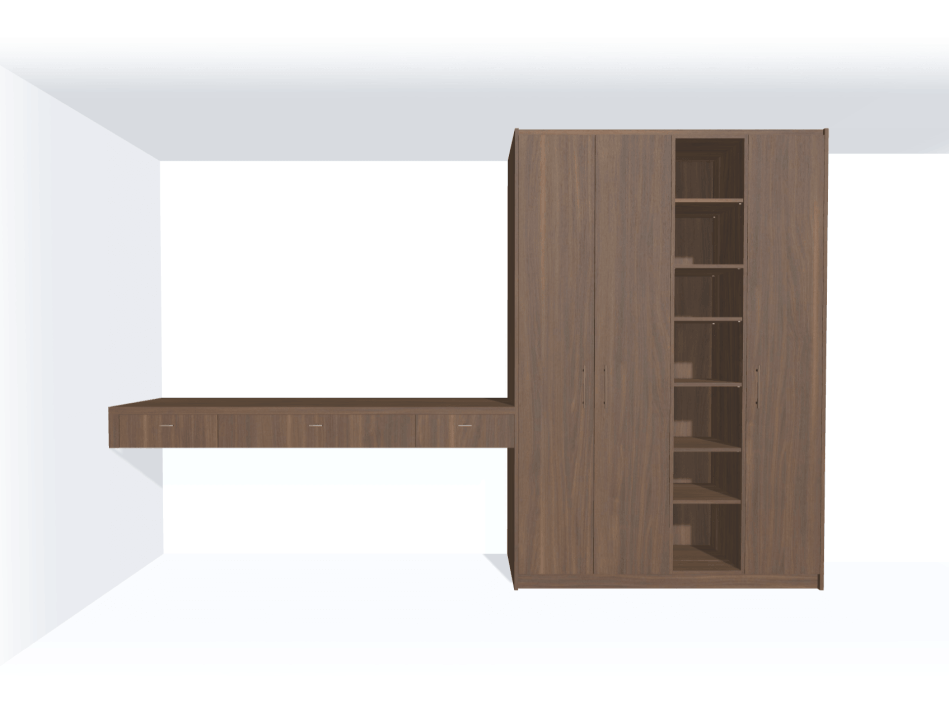 Conception d'une coiffeuse et d'une armoire en bois de noyer Lorenzo