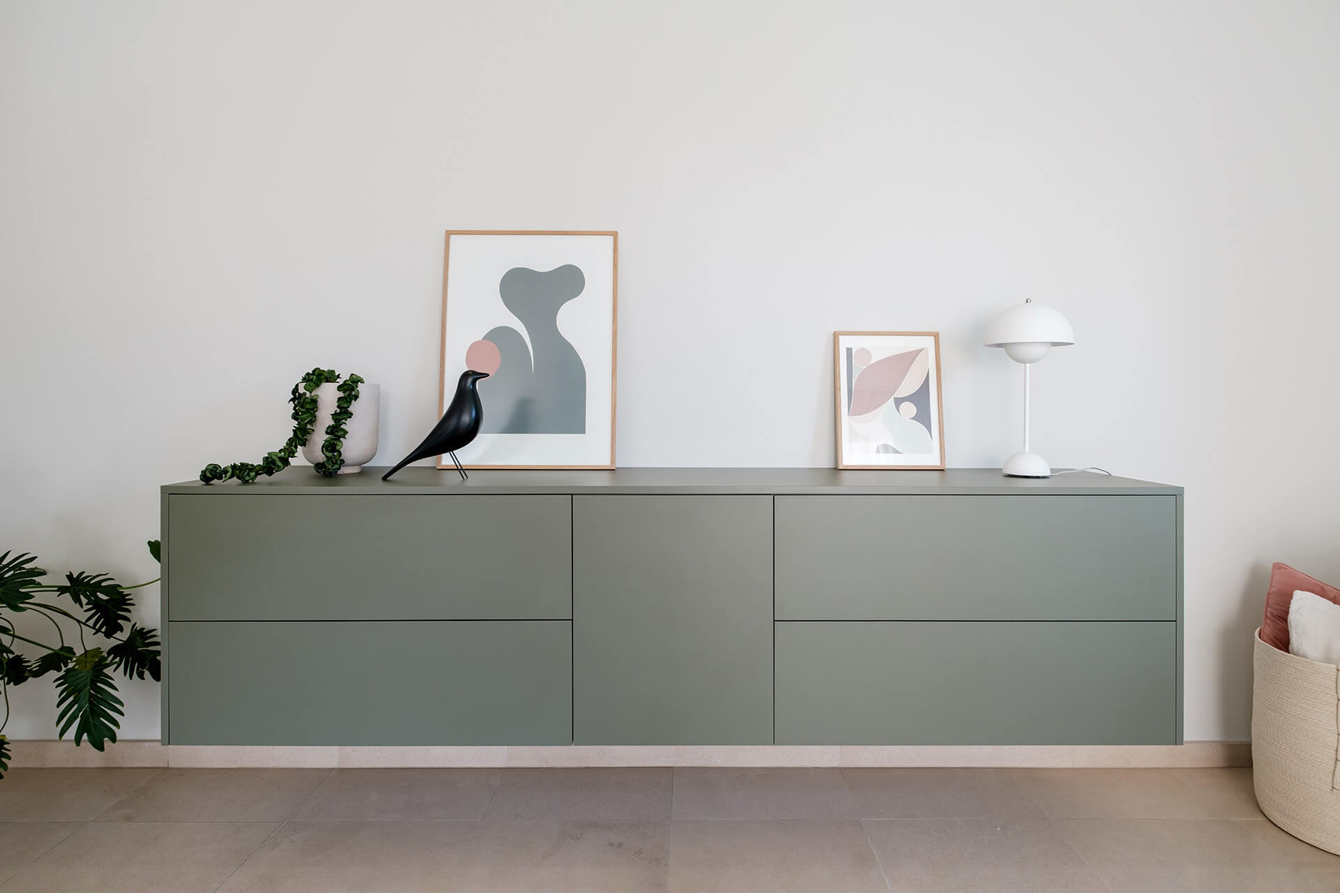 Commode flottante avec tiroirs couleur Ombre Verte