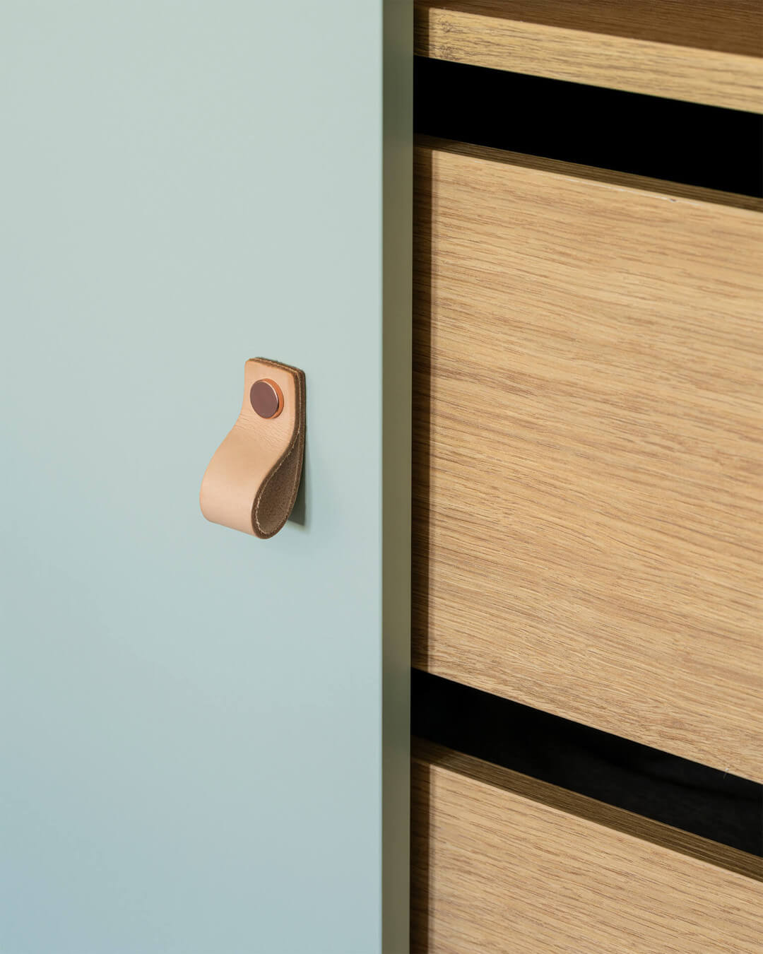 Armoire avec intérieur en bois et extérieur en Industrial Green de Custoro