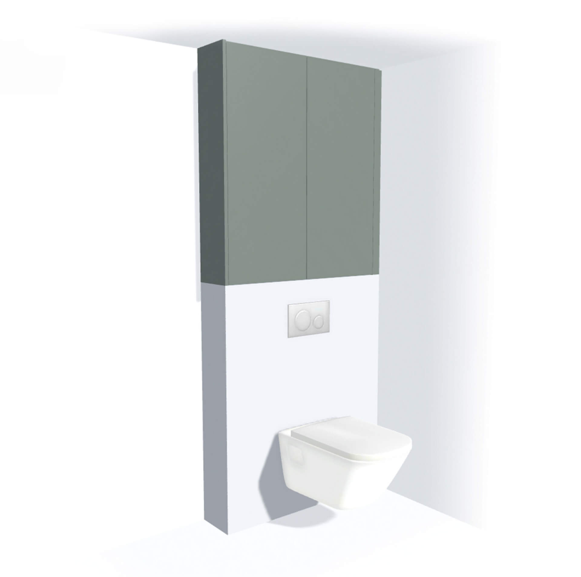 Meuble sur mesure au-dessus de vos toilettes en vert