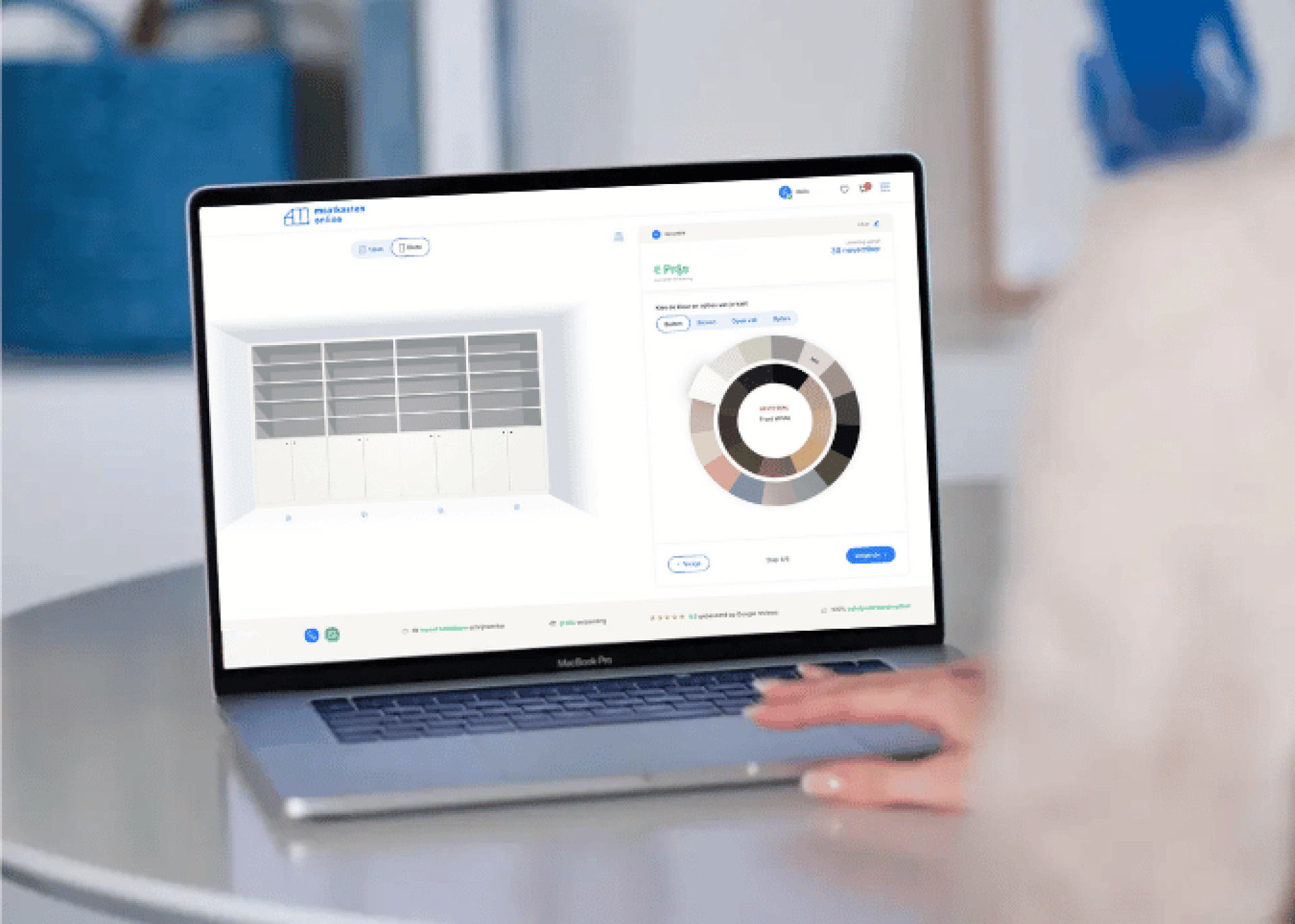 Ordinateur portable avec le configurateur 3D de Custoro pour concevoir votre bibliothèque sur mesure