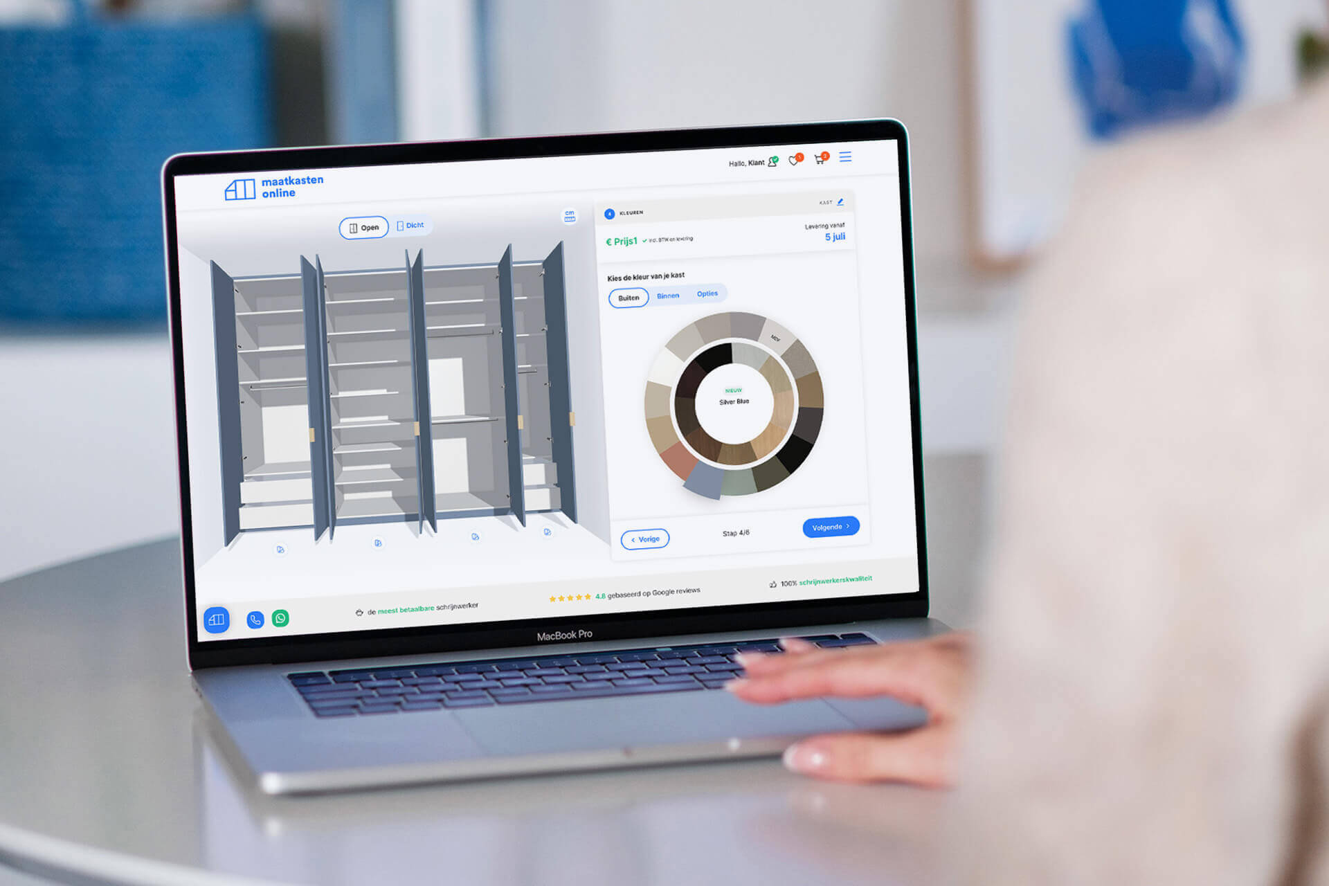 Concevez votre propre armoire sur mesure en ligne sur votre ordinateur portable