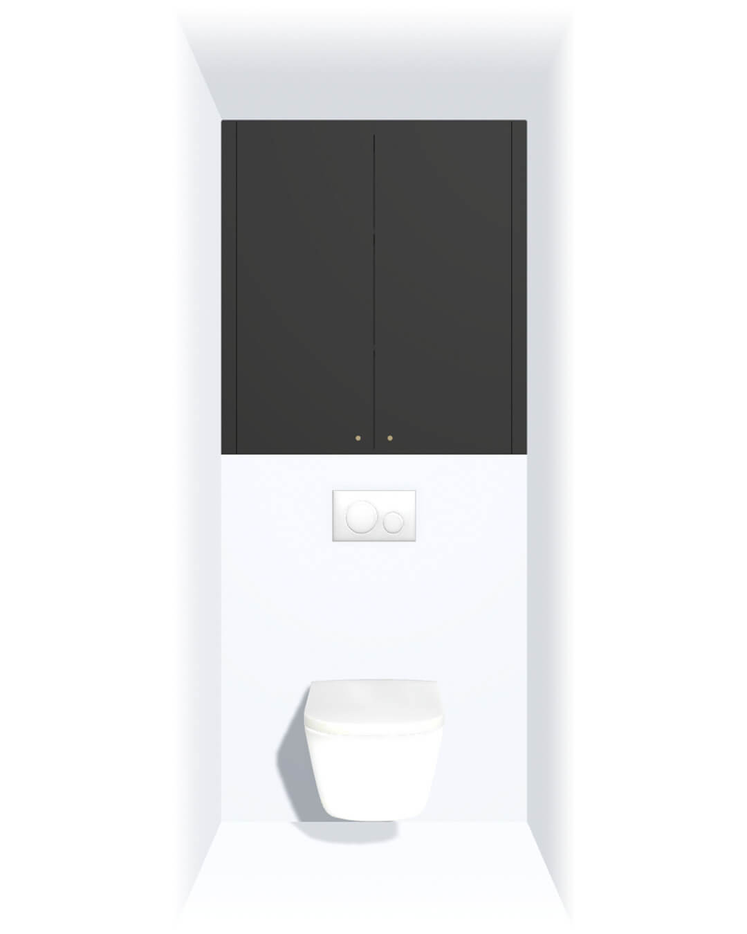 Armoire WC sur mesure noire au-dessus des toilettes