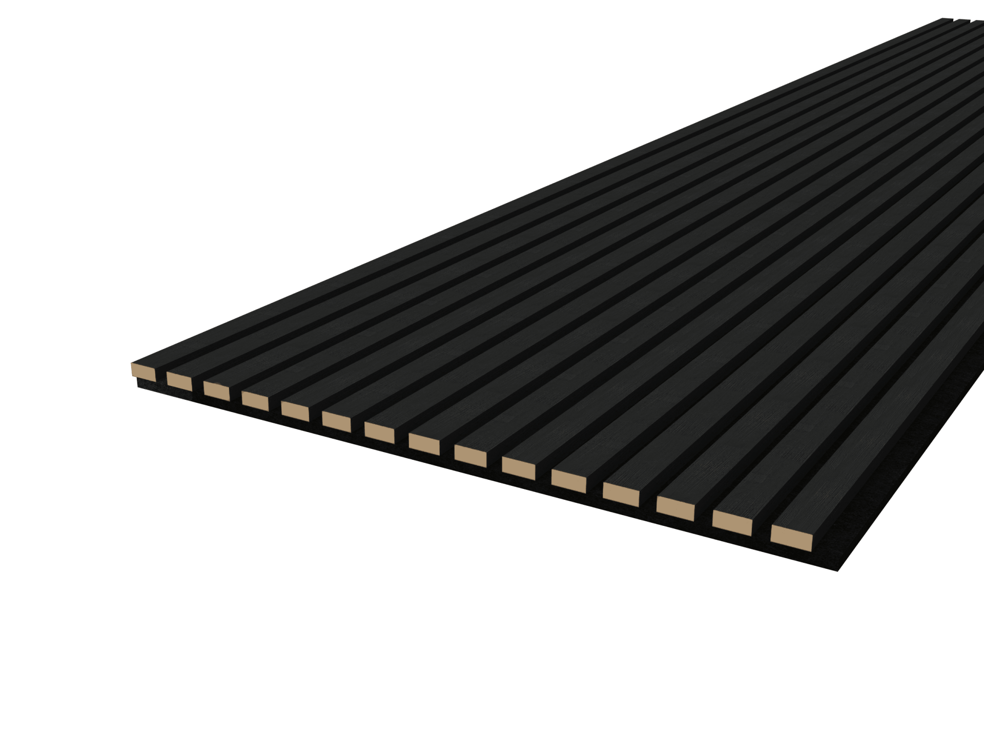 Vue de dessous d'un panneau mural acoustique en chêne anthracite avec feutre. Disponible à l'unité dans la boutique en ligne de Custoro.