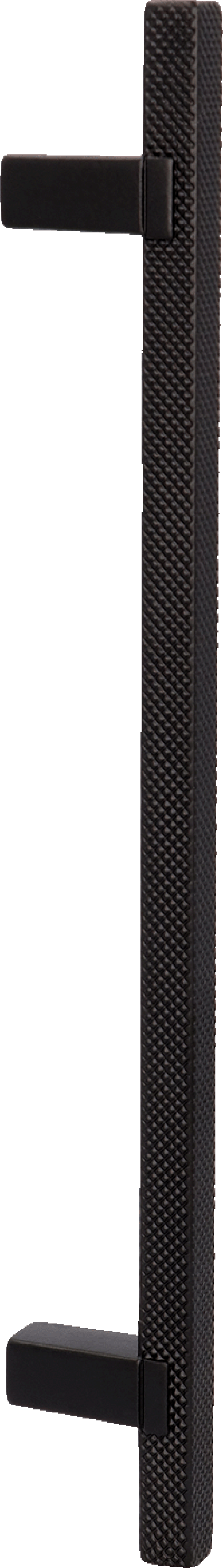 Poignée Diamond en noir, modèle debout. Longueur : 21 cm, structure taillée en diamant. Disponible sur la boutique en ligne de Custoro.