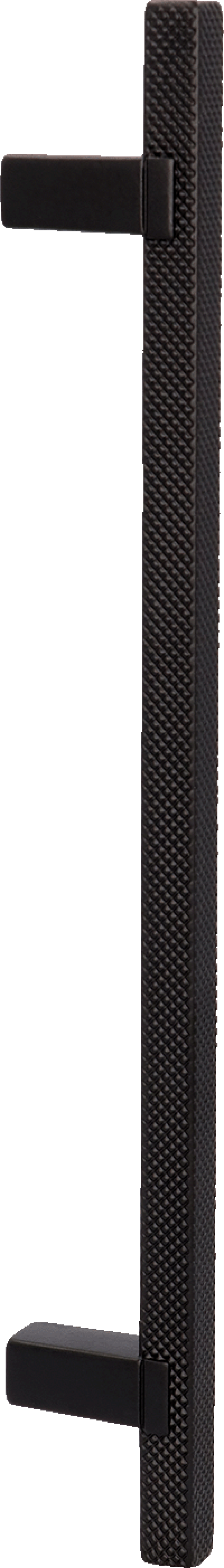 Poignée Diamond en noir, modèle debout. Longueur : 21 cm, structure taillée en diamant. Disponible sur la boutique en ligne de Custoro.