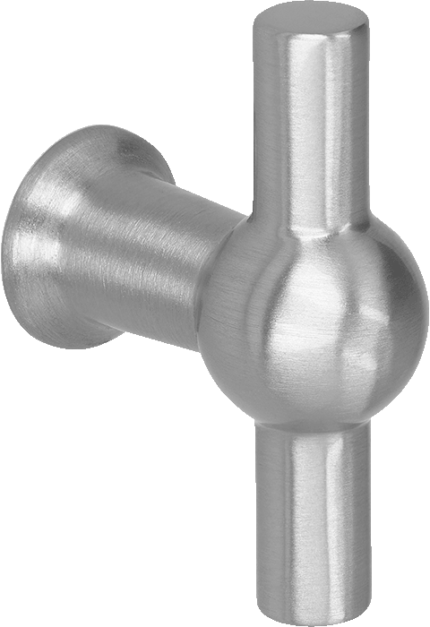 Poignée T-classic métallique, verticale. Poignée argentée, longueur 3,46 cm. Disponible sur la boutique en ligne de Custoro.