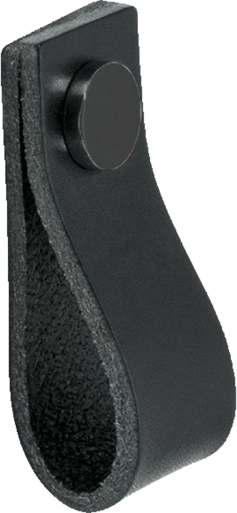 Poignée Leather loop en noir. Taille 6,5 cm. De la boutique en ligne de Custoro.