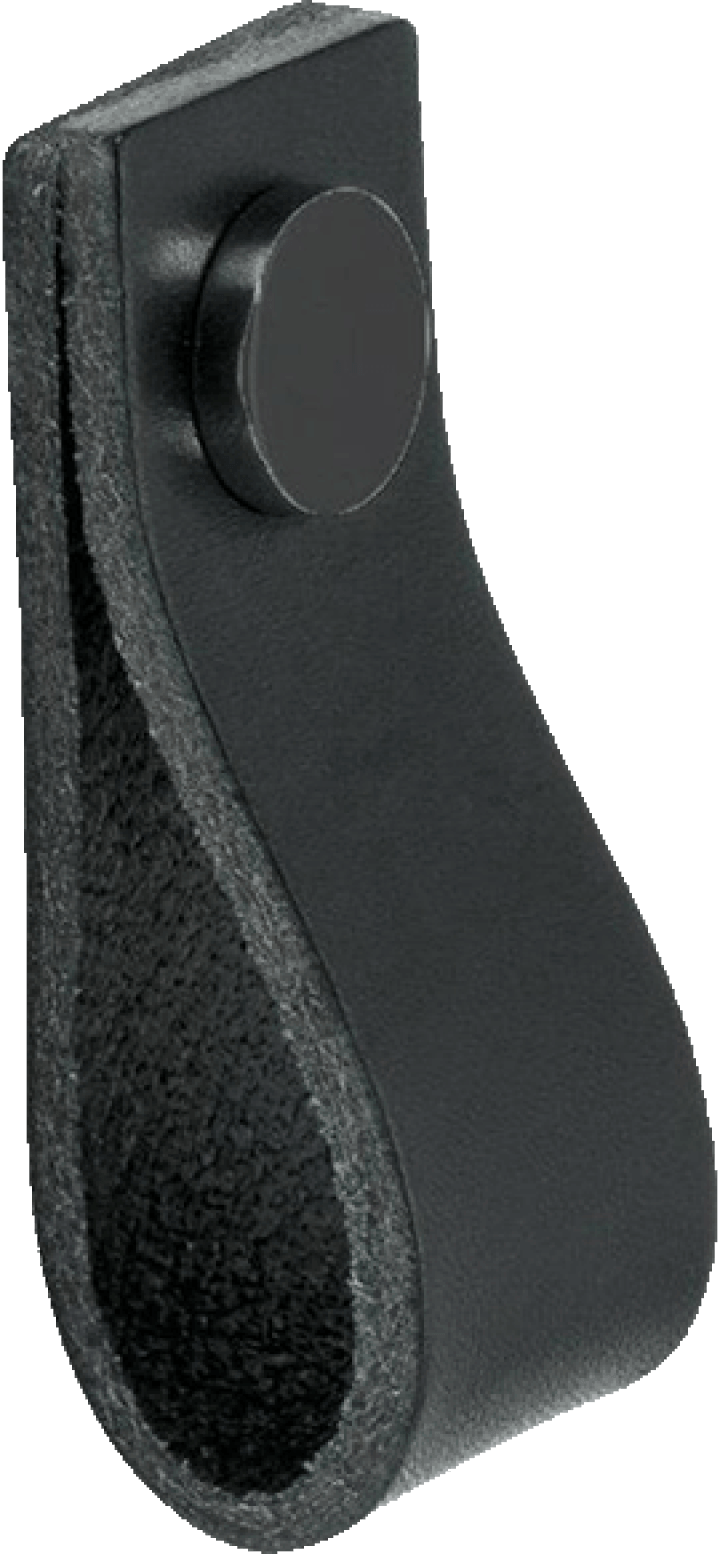 Poignée Leather loop en noir. Taille 6,5 cm. De la boutique en ligne de Custoro.