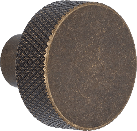 Poignée Button en bronze, vue de face. Structure taillée en diamant, diamètre de 3,5 cm. Provenant de la boutique en ligne de Custoro.
