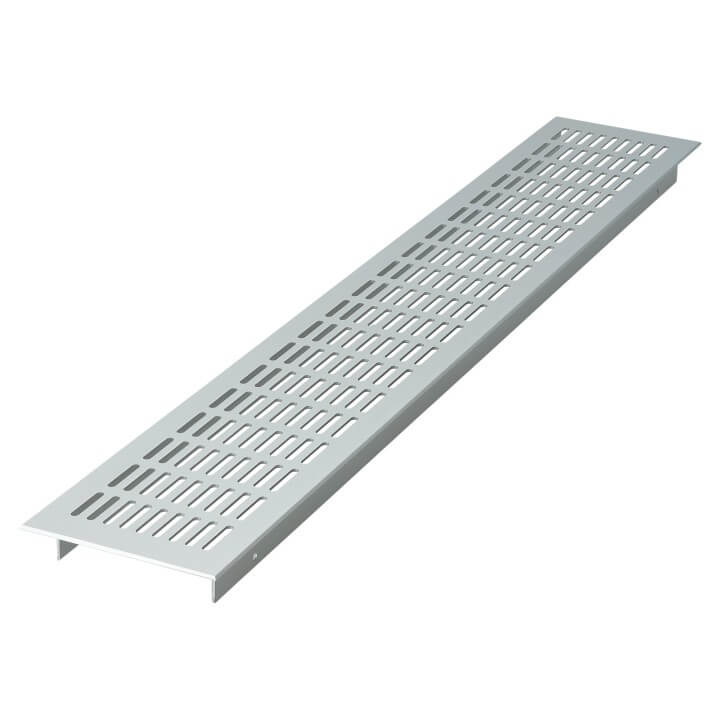 Cette grille au design moderne et robuste est dotée de fentes horizontales assurant une circulation d'air optimale. Son élégante finition en aluminium brossé lui permet de s'intégrer parfaitement aux intérieurs et au mobilier contemporains. Elle est idéale pour une utilisation dans les placards, les murs ou toute autre application nécessitant une ventilation esthétique.