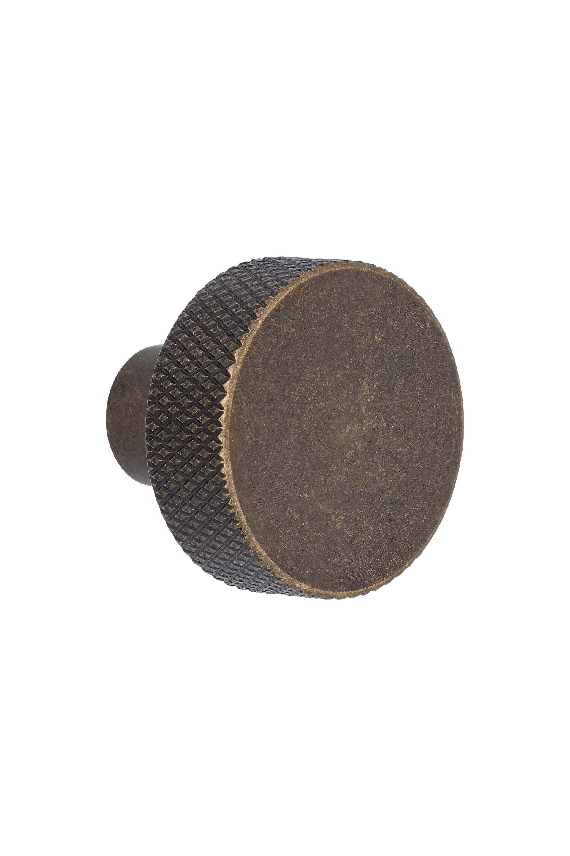 Poignée Button en bronze, vue de face. Structure taillée en diamant, diamètre de 3,5 cm. Provenant de la boutique en ligne de Custoro.