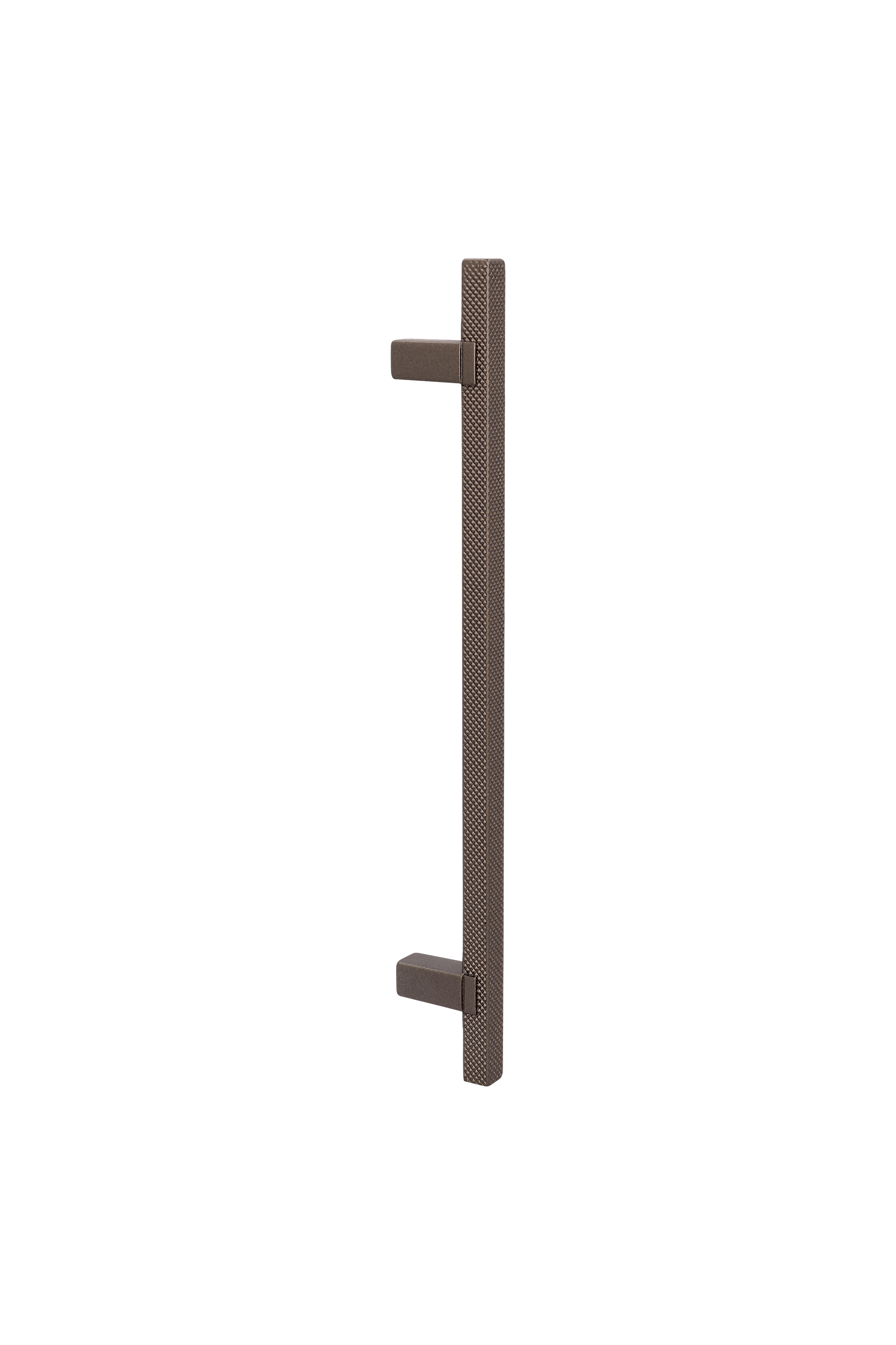 Poignée Diamond en anthracite, vue de face. Longueur : 21 cm, structure taillée en diamant. Disponible sur la boutique en ligne de Custoro.