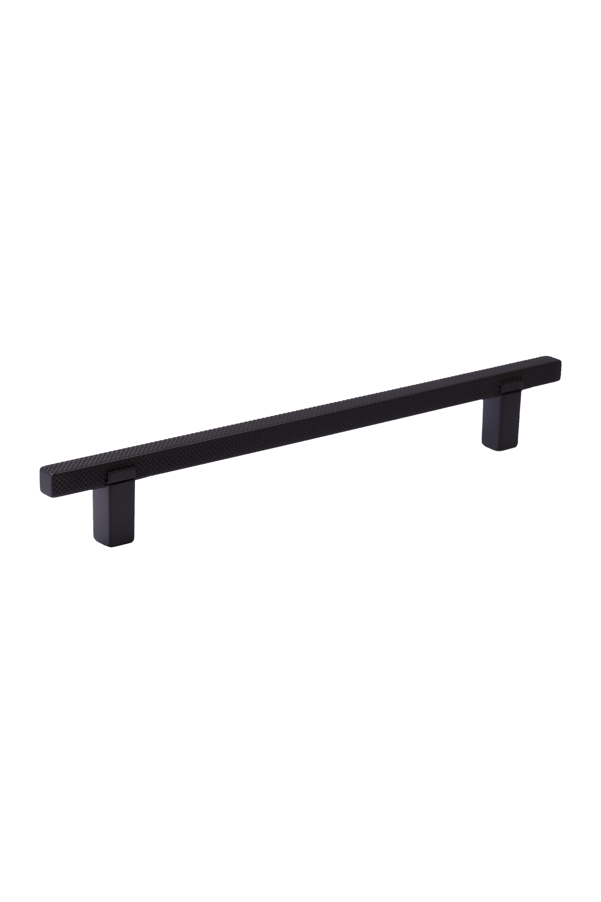 Poignée Diamond en noir, horizontale. Longueur : 21 cm, structure taillée en diamant. Disponible sur la boutique en ligne de Custoro.