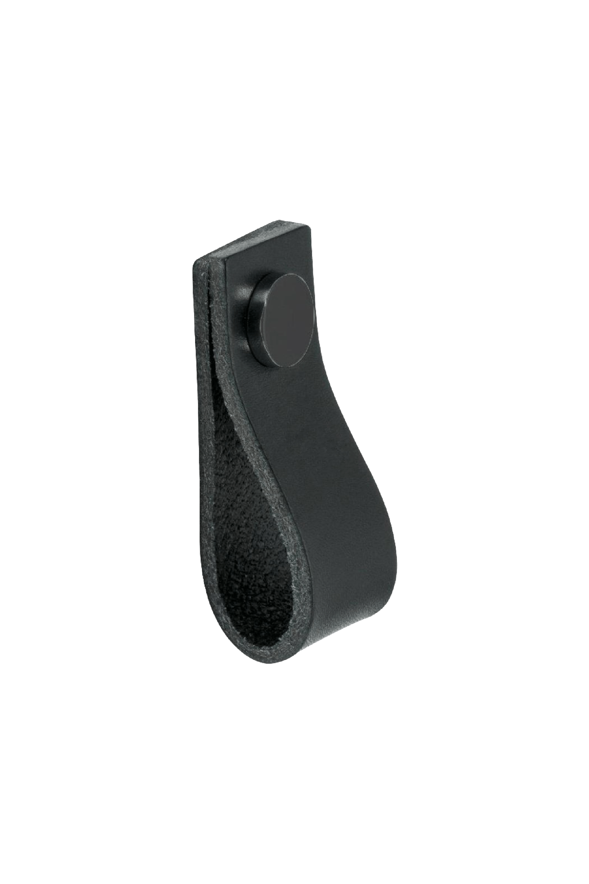 Poignée Leather loop en noir. Taille 6,5 cm. De la boutique en ligne de Custoro.