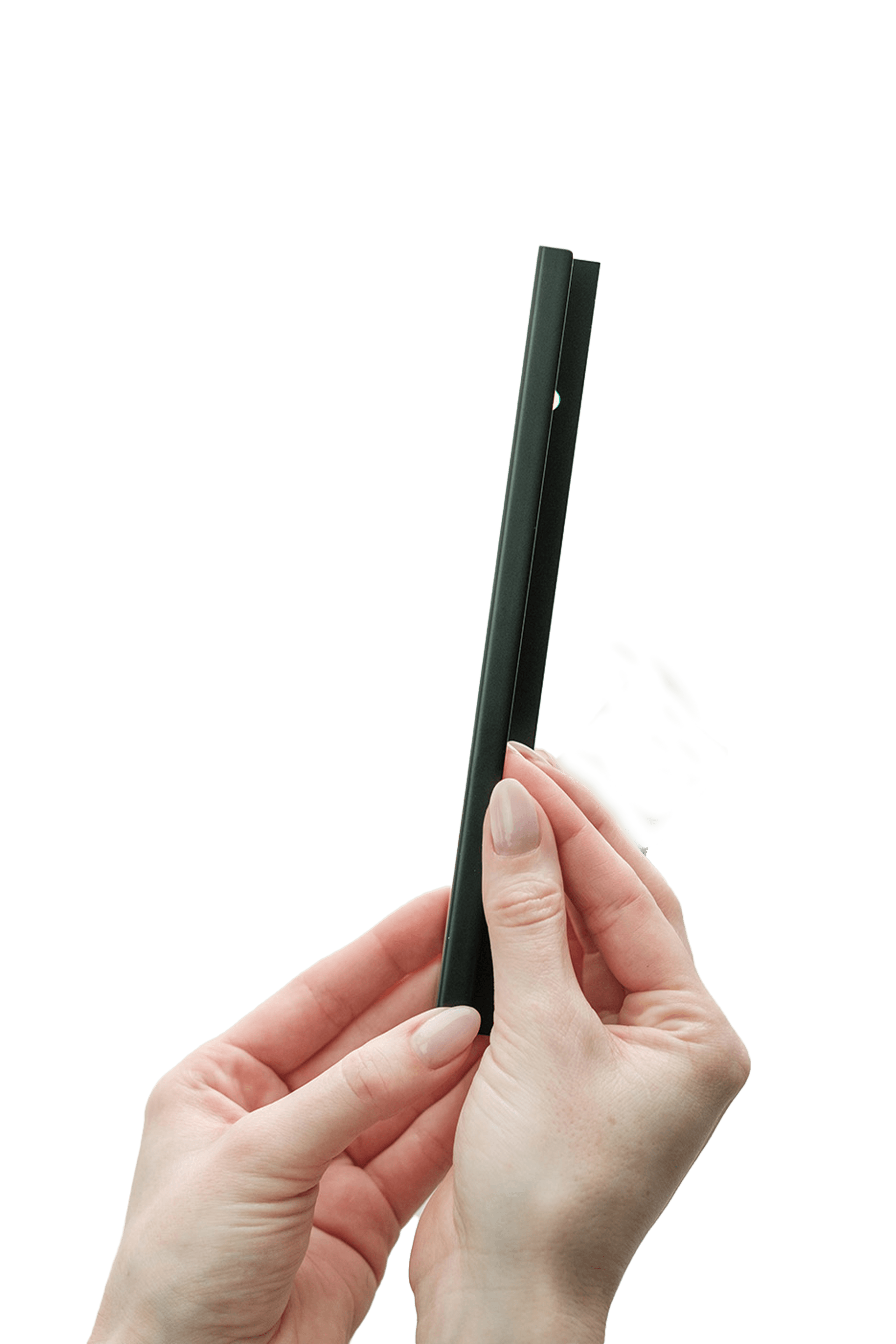 Poignée Pure noire, prise en main à deux mains. Longueur : 20 cm. Disponible sur la boutique en ligne de Custoro.