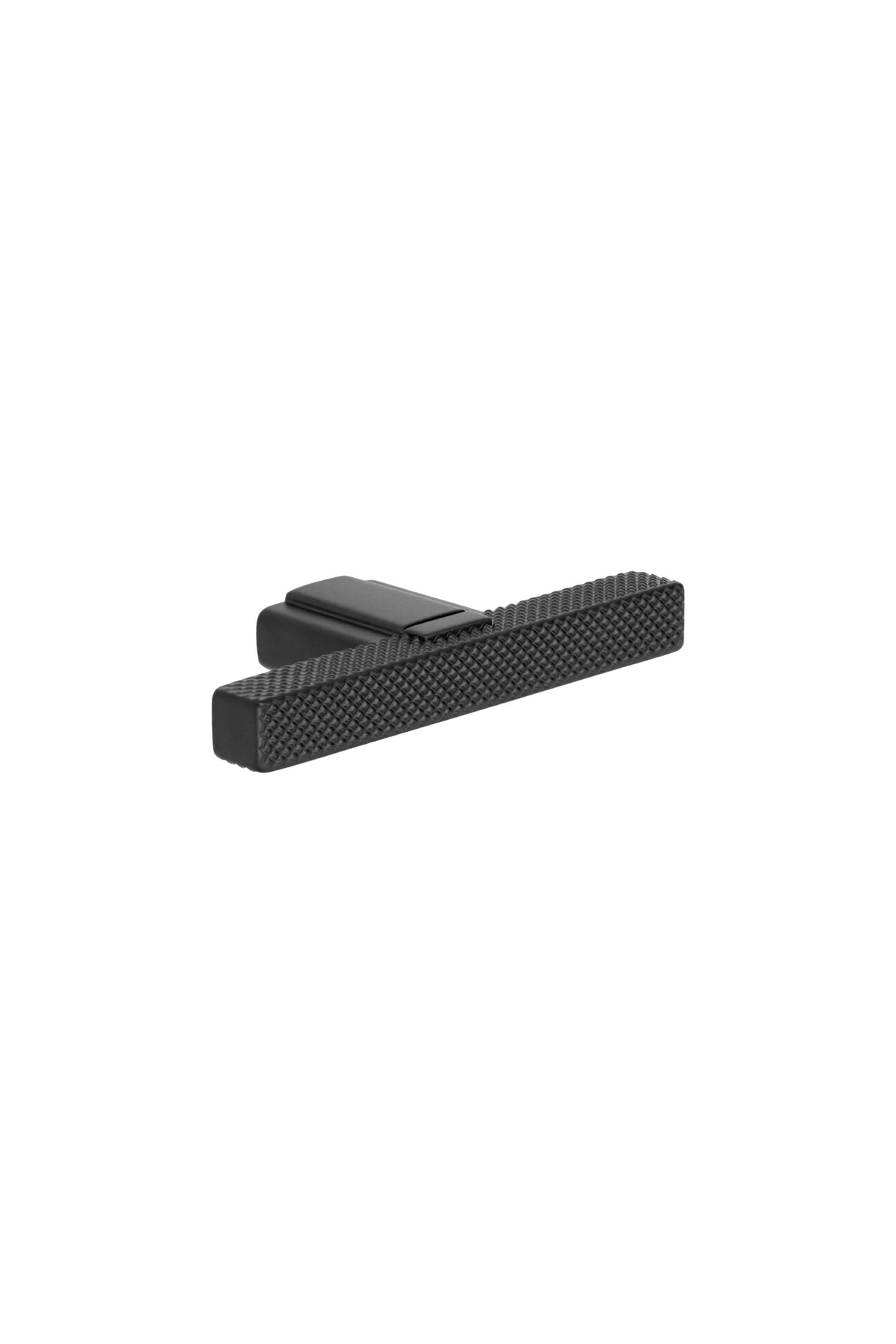 Poignée T-Diamond noire, horizontale. Poignée noire mate, structure taillée en diamant, longueur 6,5 cm. Disponible sur la boutique en ligne de Custoro.